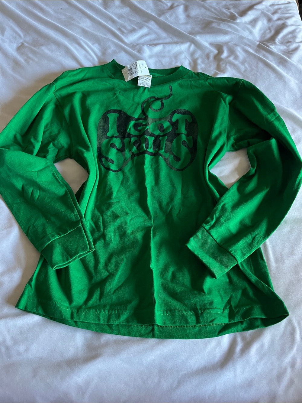 Alstyle Green I Got Skills Gamer Long Sleeve Shirt XL 16/18 Youth 100% Cotton